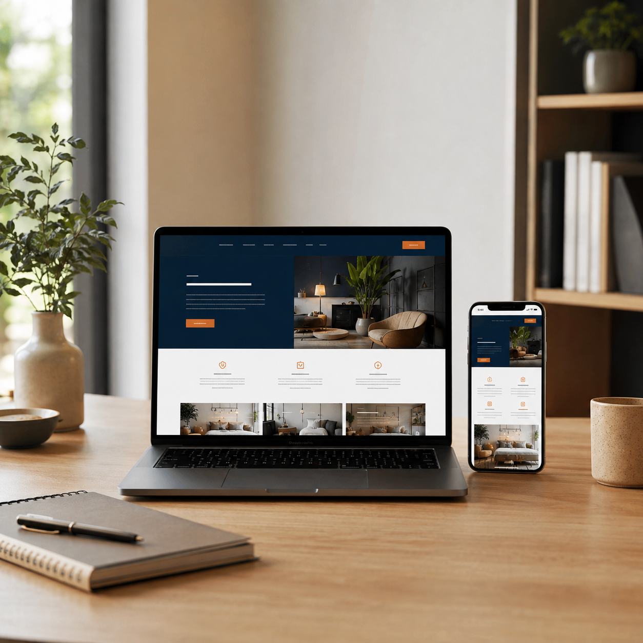 Site internet responsive affiché sur ordinateur et smartphone